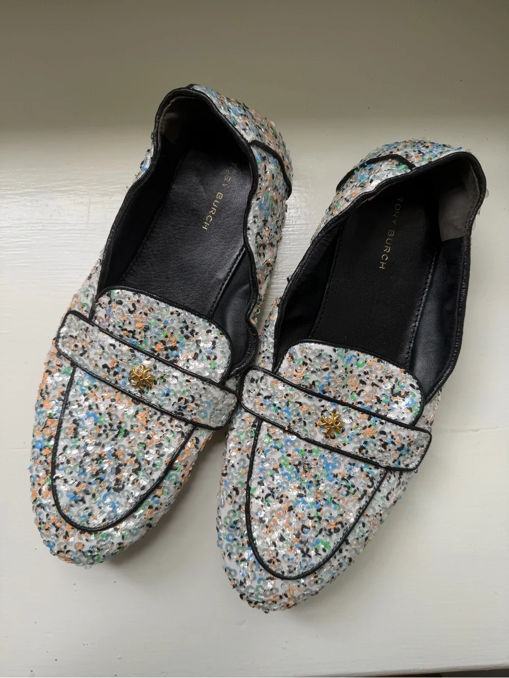 Tory Burch Multicolor Sequin Ballet Leather Loafers